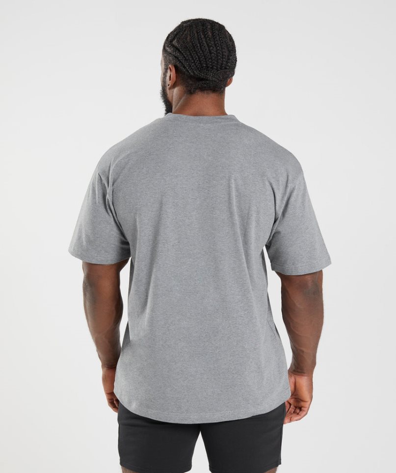 Men's Gymshark Essential Oversized T-Shirts Grey | NZ 4QVJXR